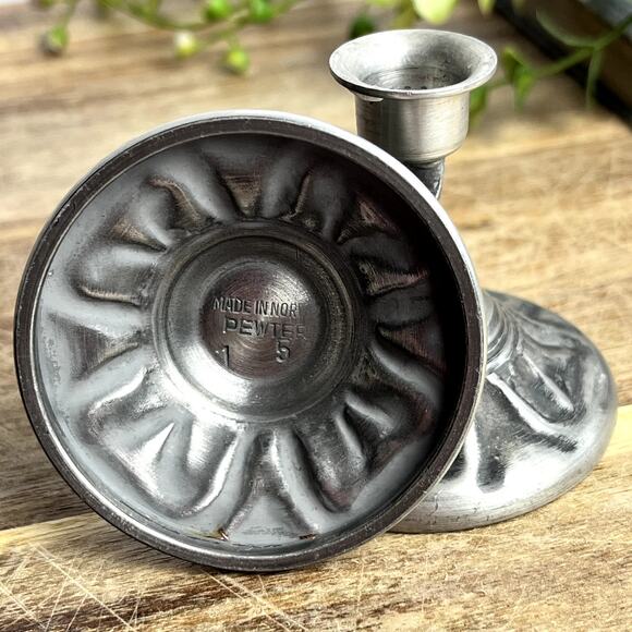Vintage Miniature Pewter Candlestick Holders Set of 2 Norway 2.25\
